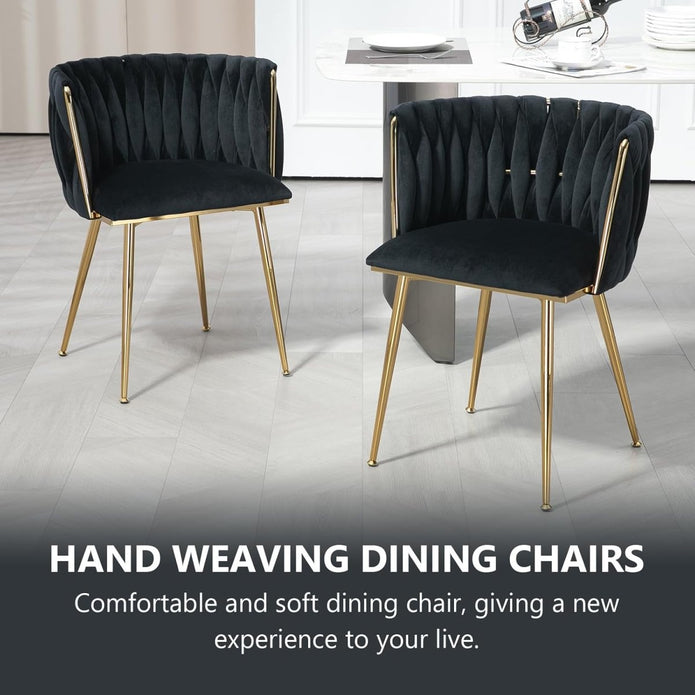 Celeste Velvet Dining Chair - Black / Gold Legs (Set of 2)
