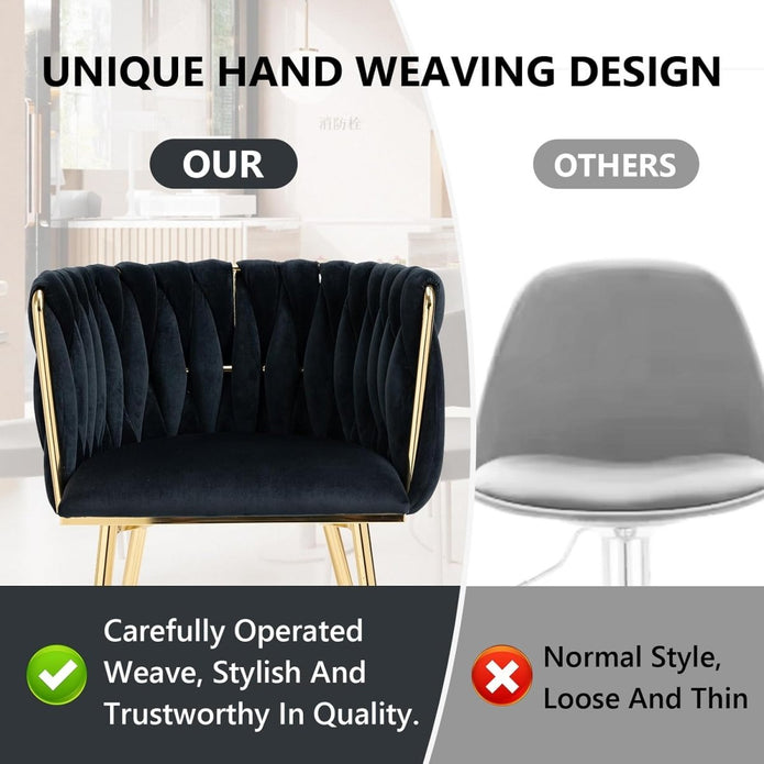 Celeste Velvet Dining Chair - Black / Gold Legs (Set of 2)