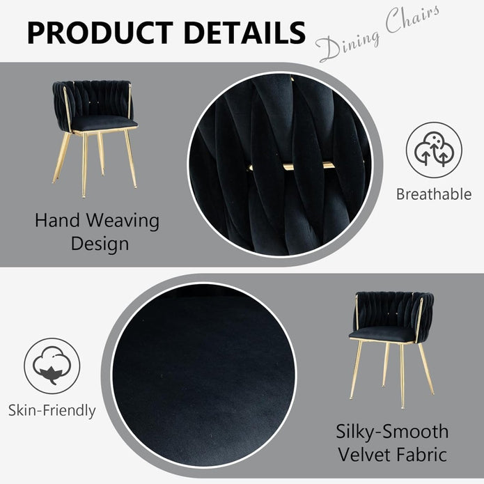 Celeste Velvet Dining Chair - Black / Gold Legs (Set of 2)