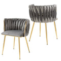 Celeste Velvet Dining Chair - Grey / Gold Legs (Set of 2)