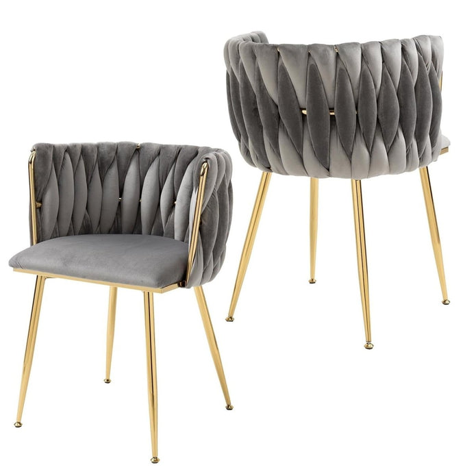 Celeste Velvet Dining Chair - Grey / Gold Legs (Set of 2)