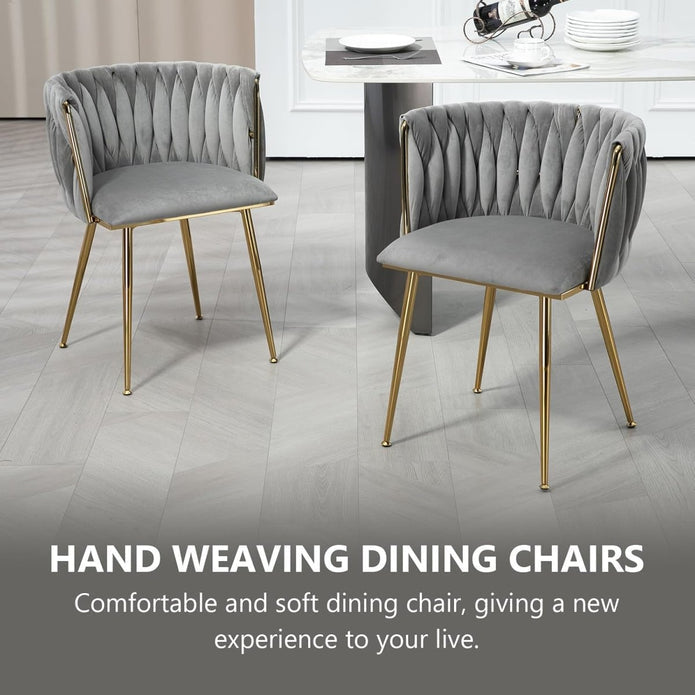 Celeste Velvet Dining Chair - Grey / Gold Legs (Set of 2)
