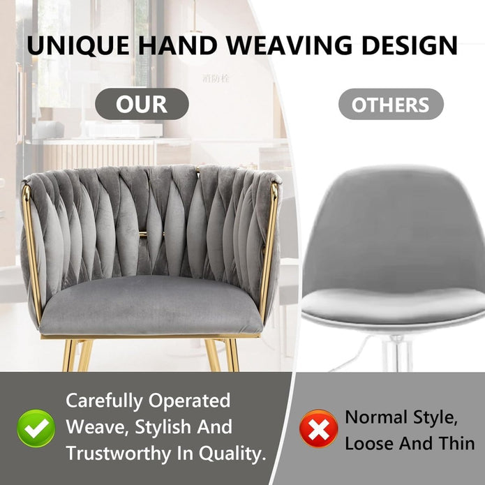 Celeste Velvet Dining Chair - Grey / Gold Legs (Set of 2)