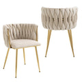 Celeste Velvet Dining Chair - Ivory / Gold Legs (Set of 2)