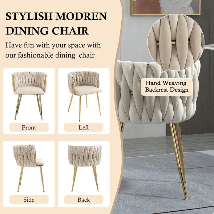 Celeste Velvet Dining Chair - Ivory / Gold Legs (Set of 2)