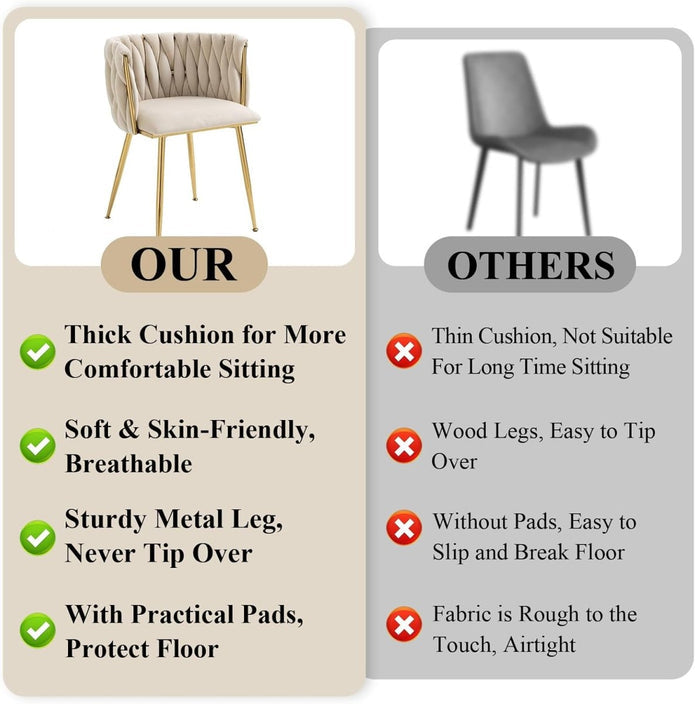 Celeste Velvet Dining Chair - Ivory / Gold Legs (Set of 2)