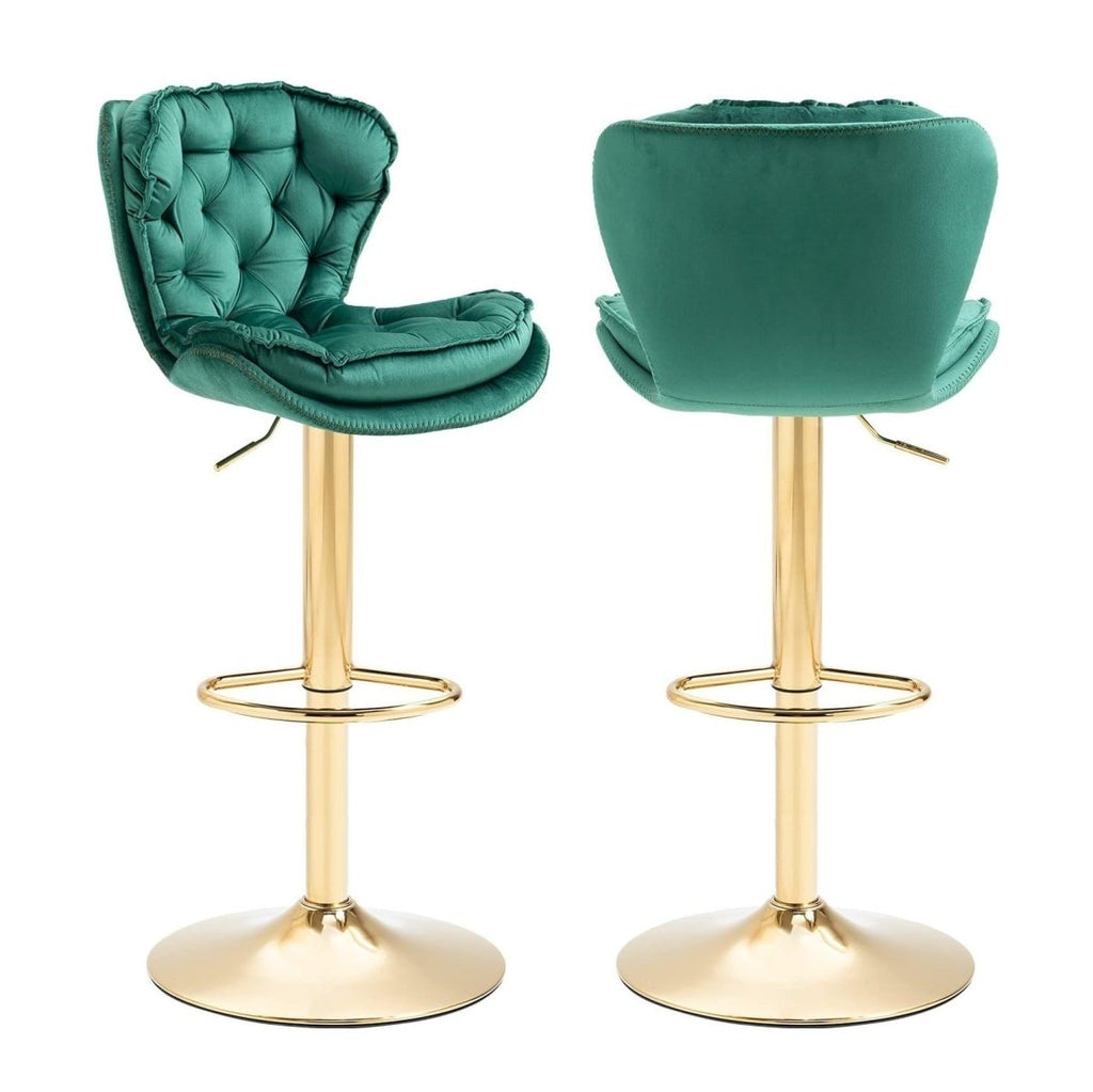Adrian Velvet Counter Stool - Emerald Green / Gold Base (Set of 2)