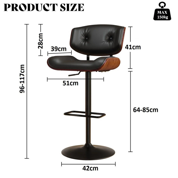 Joseph PU Leather Counter Stool - Black