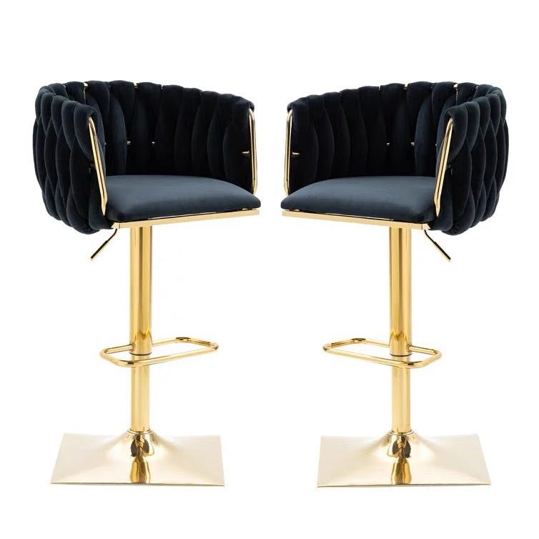Iris Velvet Counter Stool - Black / Gold Base (Set of 2)