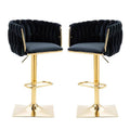 Iris Velvet Counter Stool - Black / Gold Base (Set of 2)