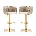Iris Velvet Counter Stool - Ivory / Gold Base (Set of 2)