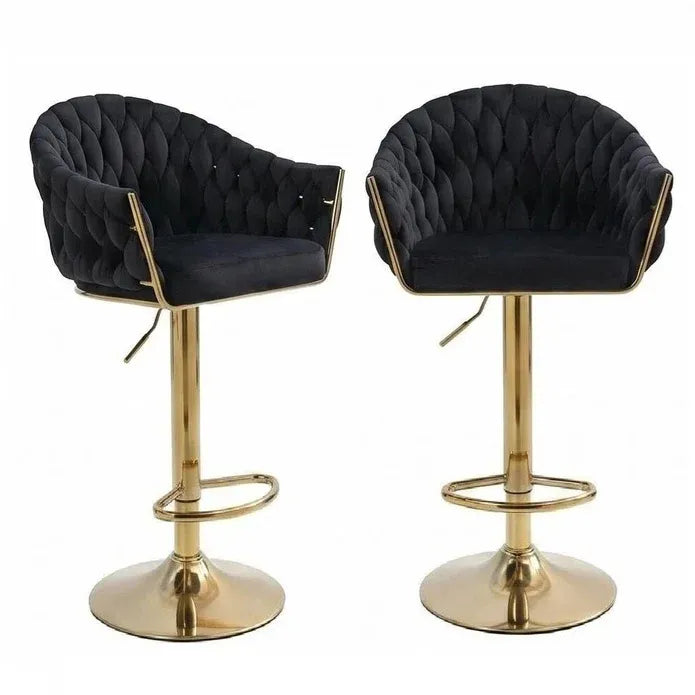 Ophelia Velvet Counter Stool - Black / Gold Base (Set of 2)