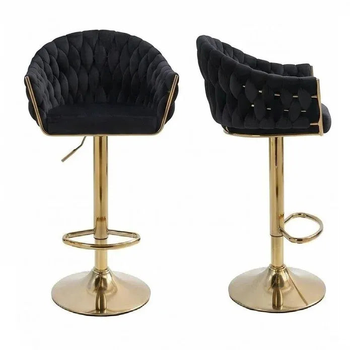 Ophelia Velvet Counter Stool - Black / Gold Base (Set of 2)