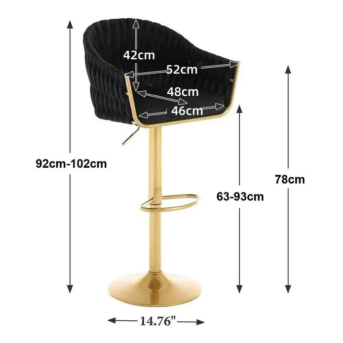 Ophelia Velvet Counter Stool - Black / Gold Base (Set of 2)