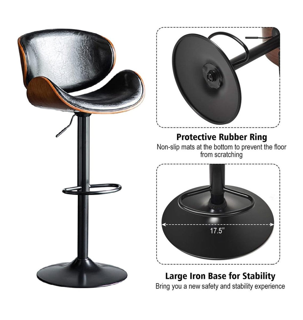 August PU Leather Counter Stool - Black