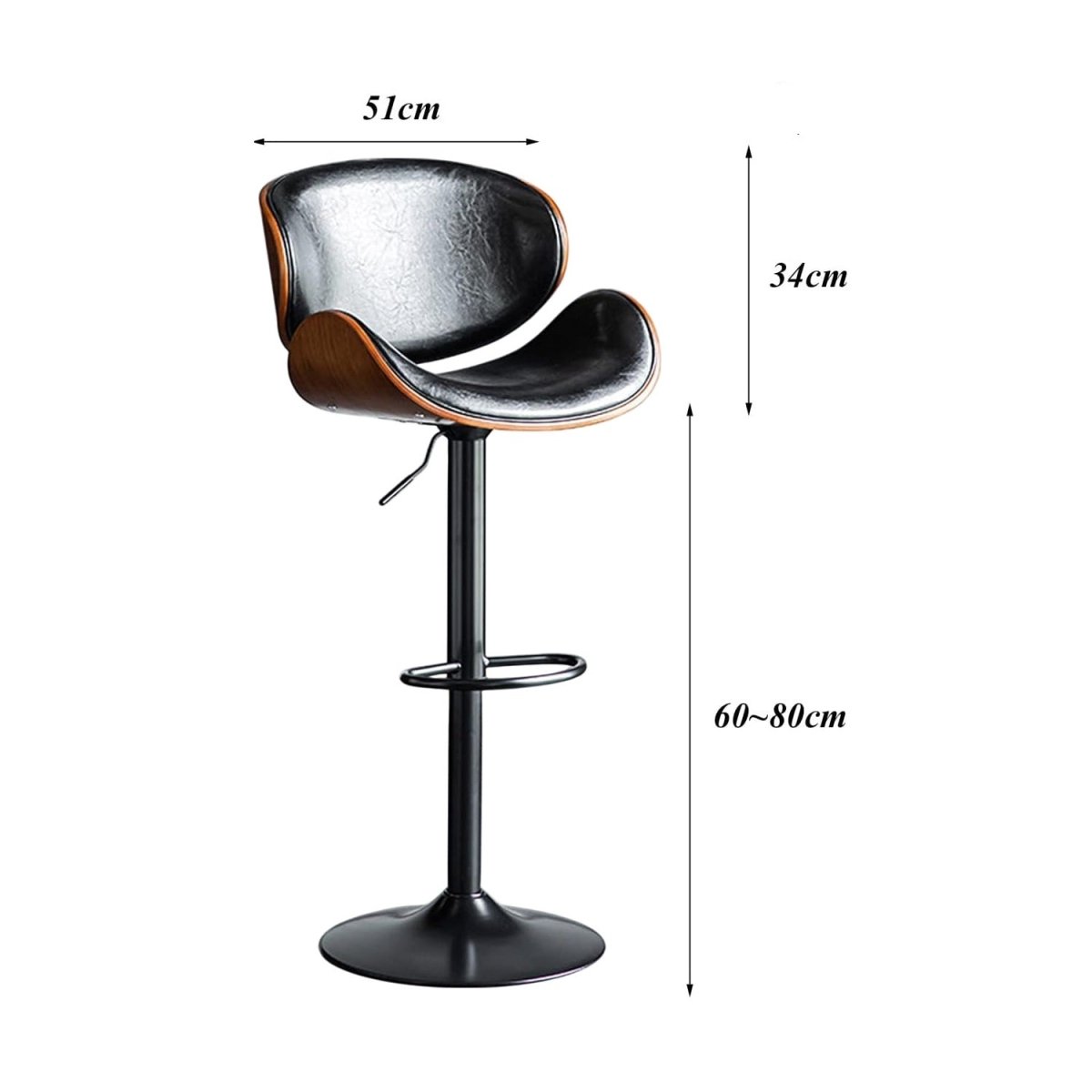 August PU Leather Counter Stool - Black