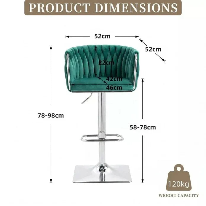 Wesley Velvet Counter Stool - Emerald Green / Silver Base (Set of 2)