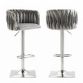 Wesley Velvet Counter Stool - Grey / Silver Base (Set of 2)
