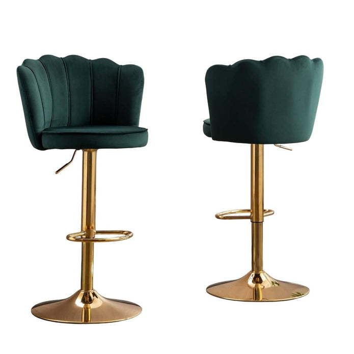 Frances Velvet Counter Stool - Emerald Green / Gold Base (Set of 2)