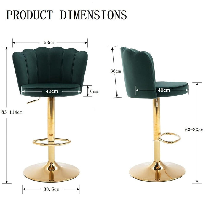 Frances Velvet Counter Stool - Emerald Green / Gold Base (Set of 2)