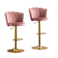Frances Velvet Counter Stool - Pink / Gold Base (Set of 2)