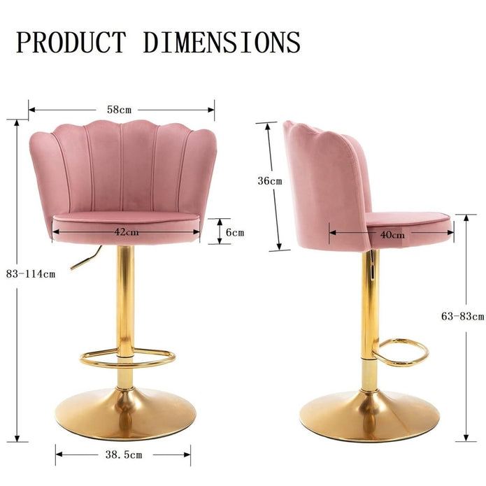 Frances Velvet Counter Stool - Pink / Gold Base (Set of 2)