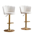 Frances Velvet Counter Stool - White / Gold Base (Set of 2)