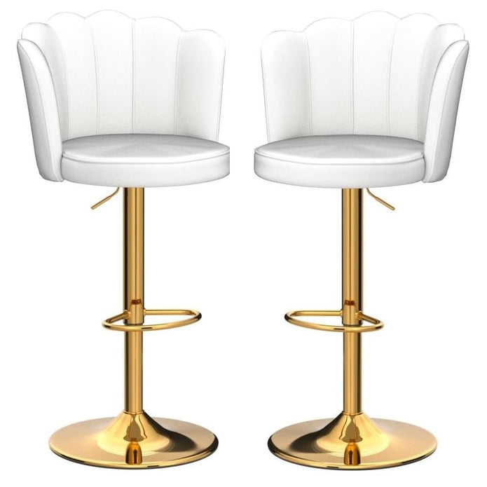 Frances Velvet Counter Stool - White / Gold Base (Set of 2)