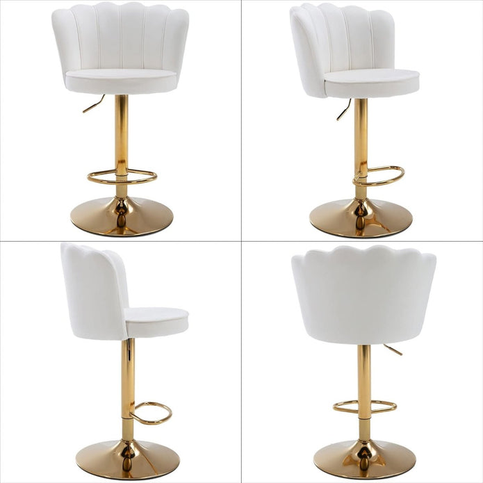 Frances Velvet Counter Stool - White / Gold Base (Set of 2)