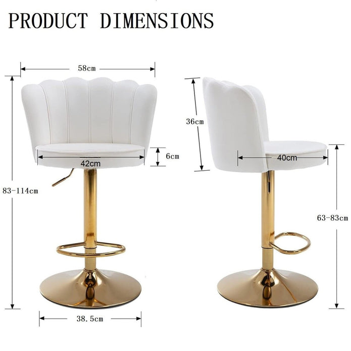 Frances Velvet Counter Stool - White / Gold Base (Set of 2)