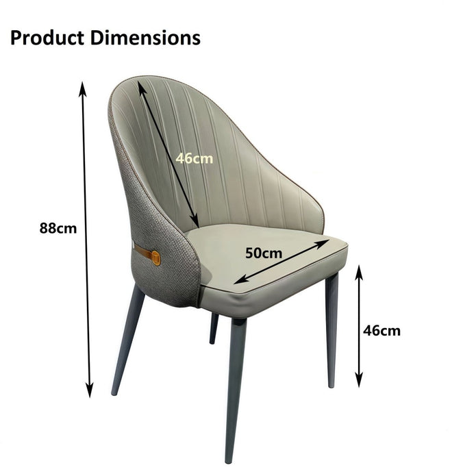 Serena PU Leather Dining Chair - Grey (Set of 2)