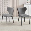 Dorian Faux Leather & Flannel Dining Chair - Light Grey (Set of 2)