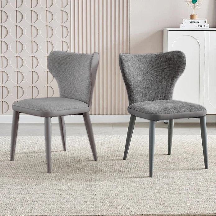 Dorian Faux Leather & Flannel Dining Chair - Light Grey (Set of 2)