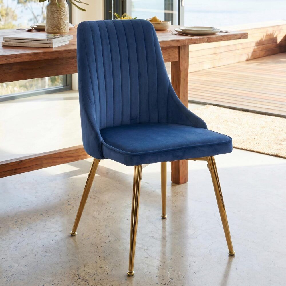 Viola Velvet Dining Chair - Blue (Set of 2)
