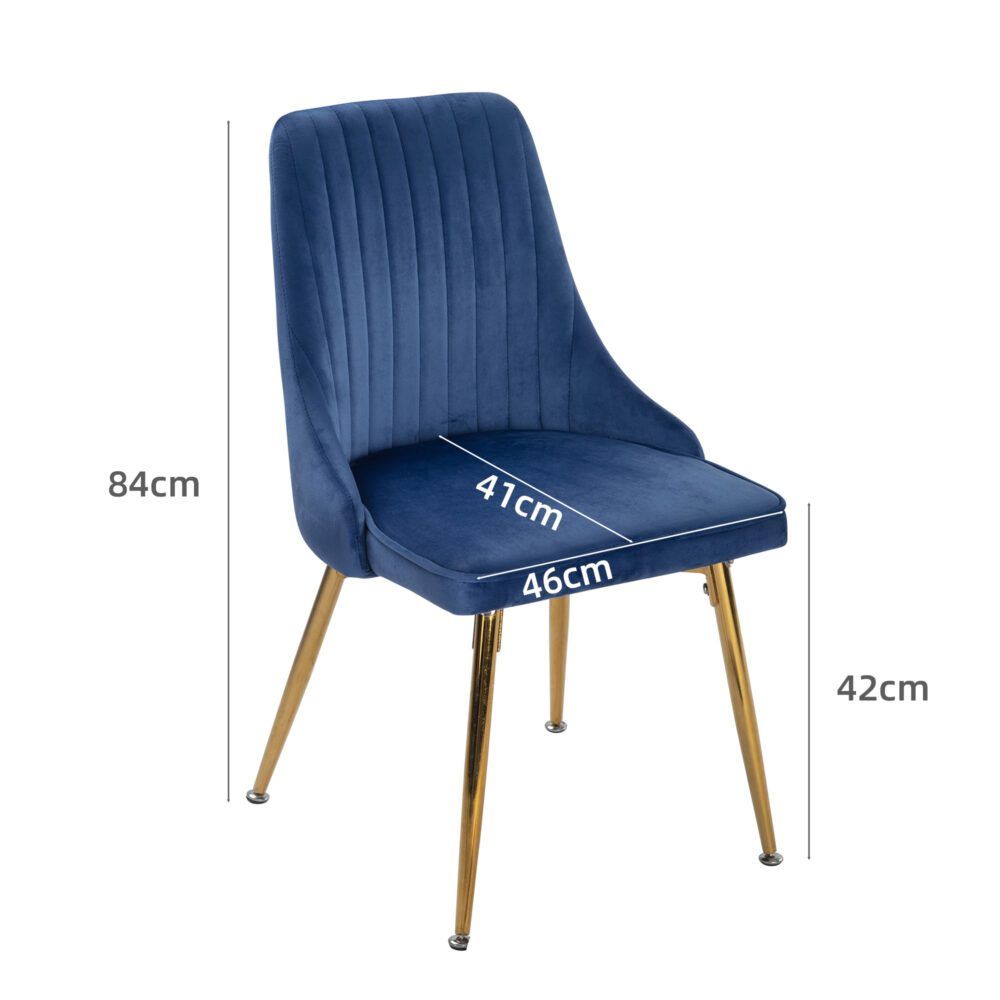 Viola Velvet Dining Chair - Blue (Set of 2)