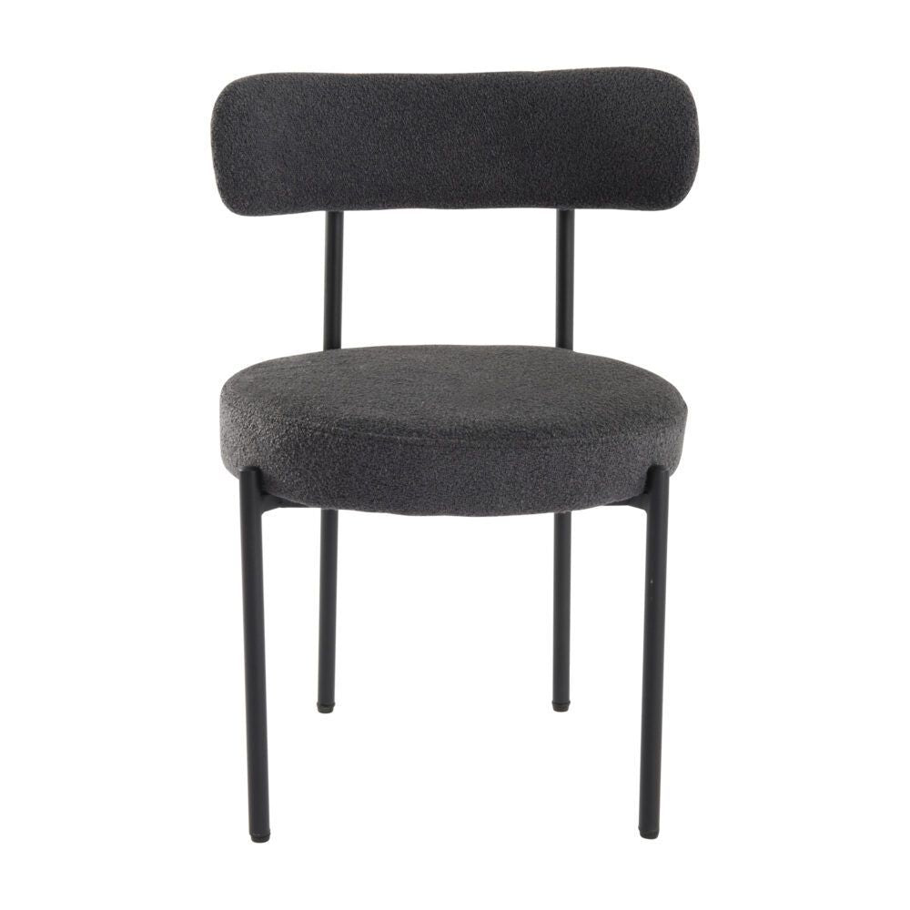 Elsa Boucle Dining Chair - Charcoal (Set of 2)
