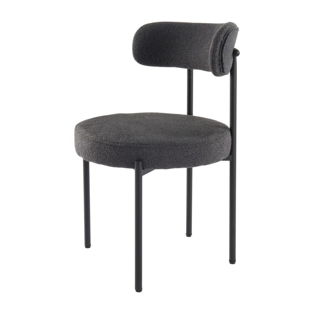 Elsa Boucle Dining Chair - Charcoal (Set of 2)