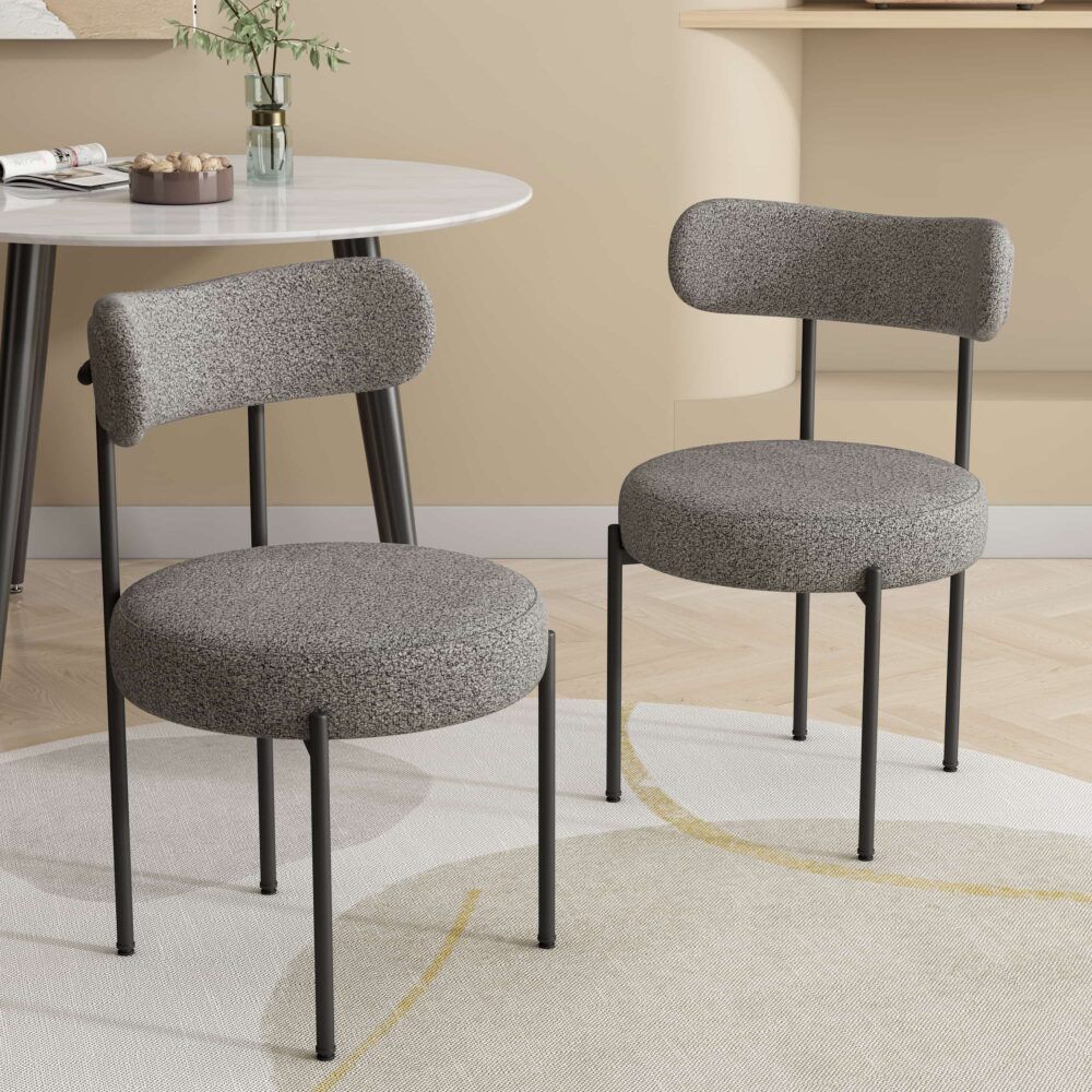 Elsa Boucle Dining Chair - Slate Grey (Set of 2)