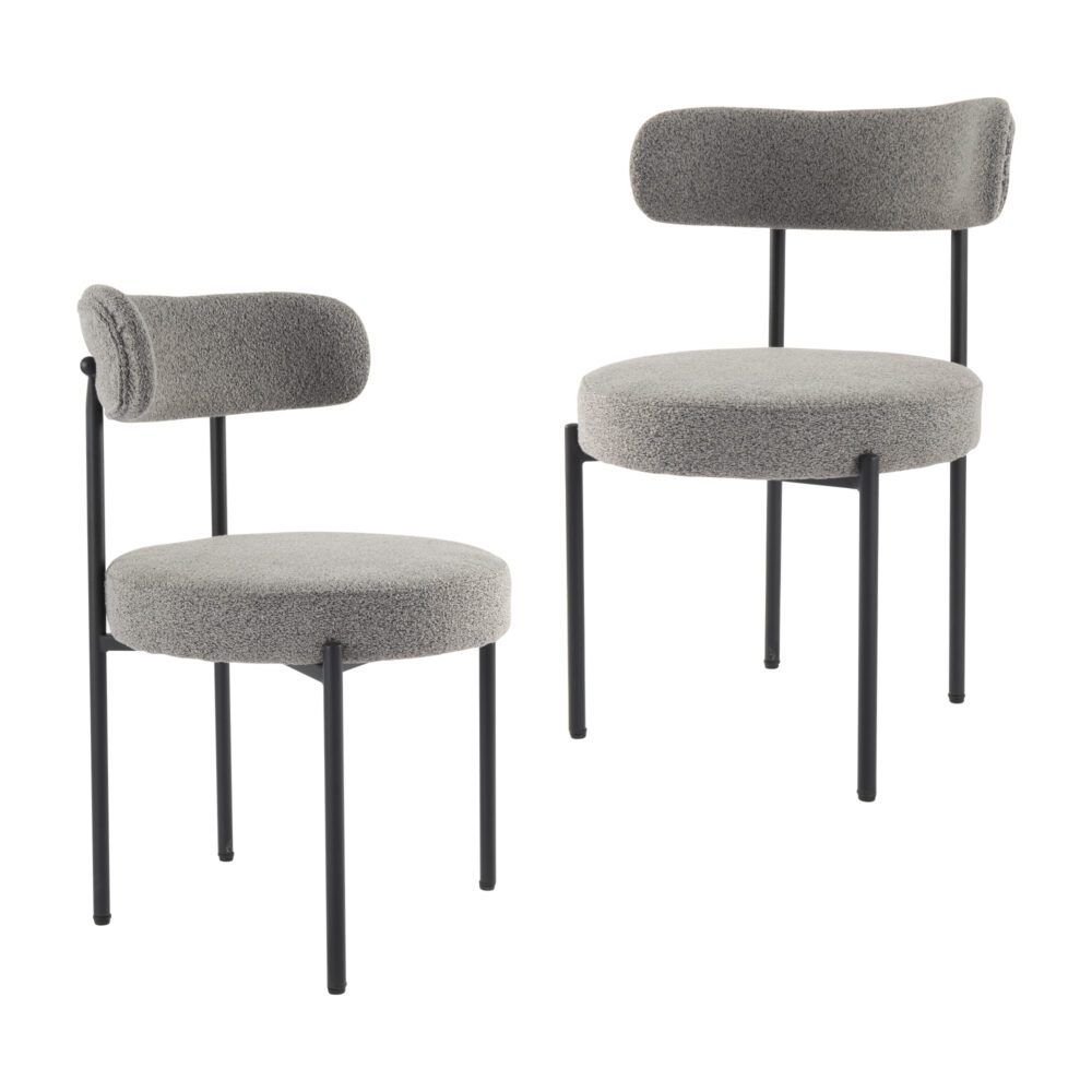 Elsa Boucle Dining Chair - Slate Grey (Set of 2)