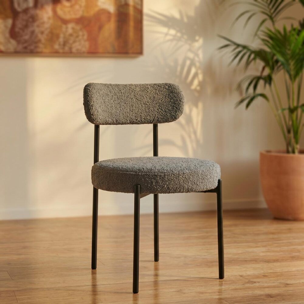 Elsa Boucle Dining Chair - Slate Grey (Set of 2)