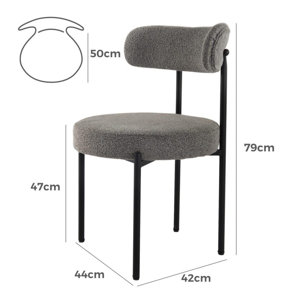 Elsa Boucle Dining Chair - Slate Grey (Set of 2)