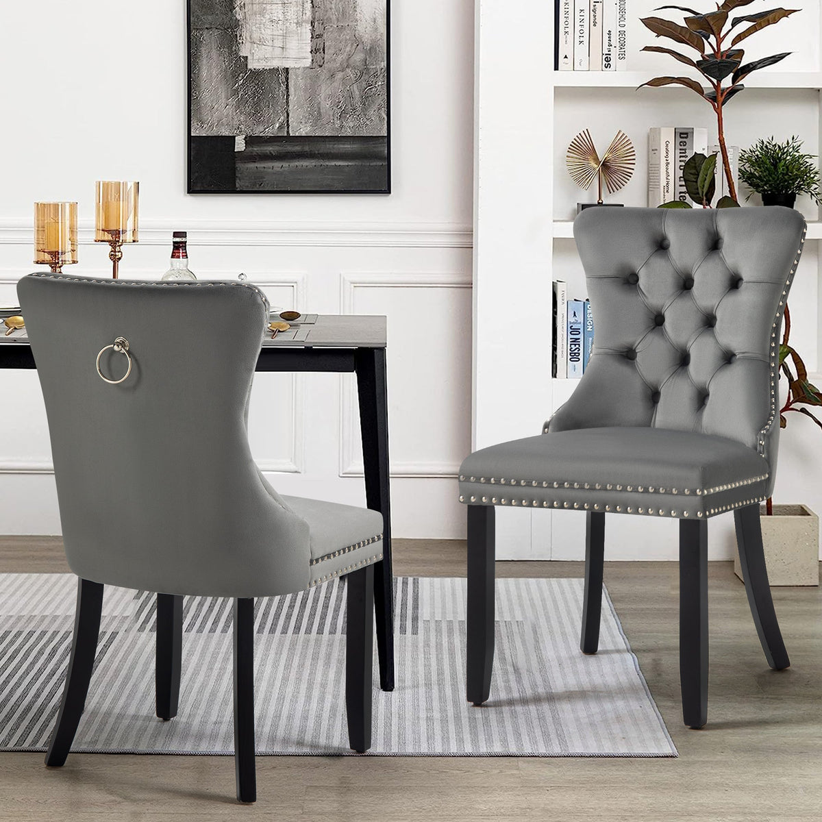 Alsea Velvet Dining Chair - Dark Grey (Set of 2)