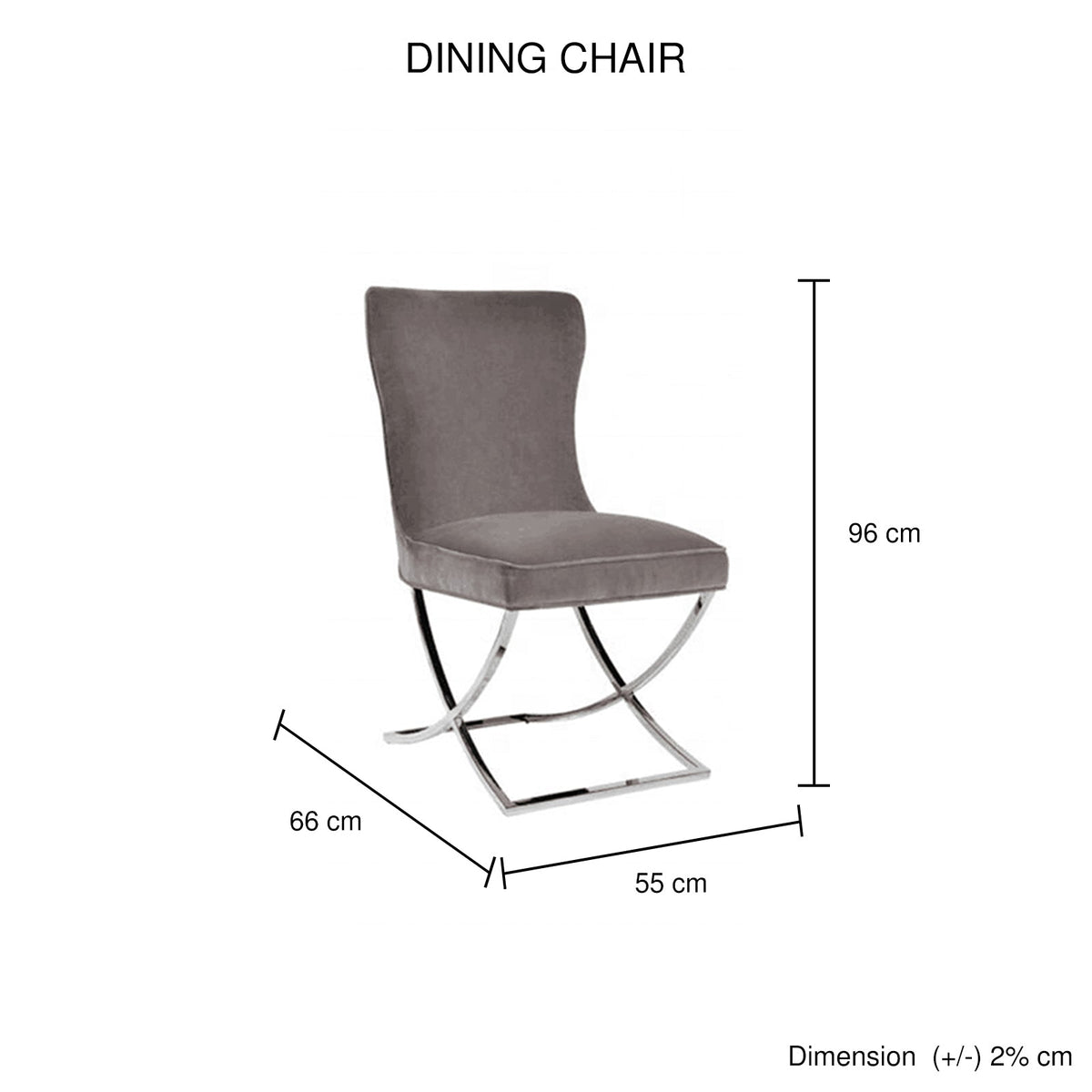 Sebastian Fabric Dining Chair - Grey (Set of 2)
