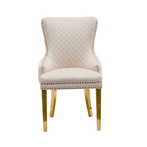 Lydia Velvet Dining Chair - Beige / Gold Legs (Set of 2)