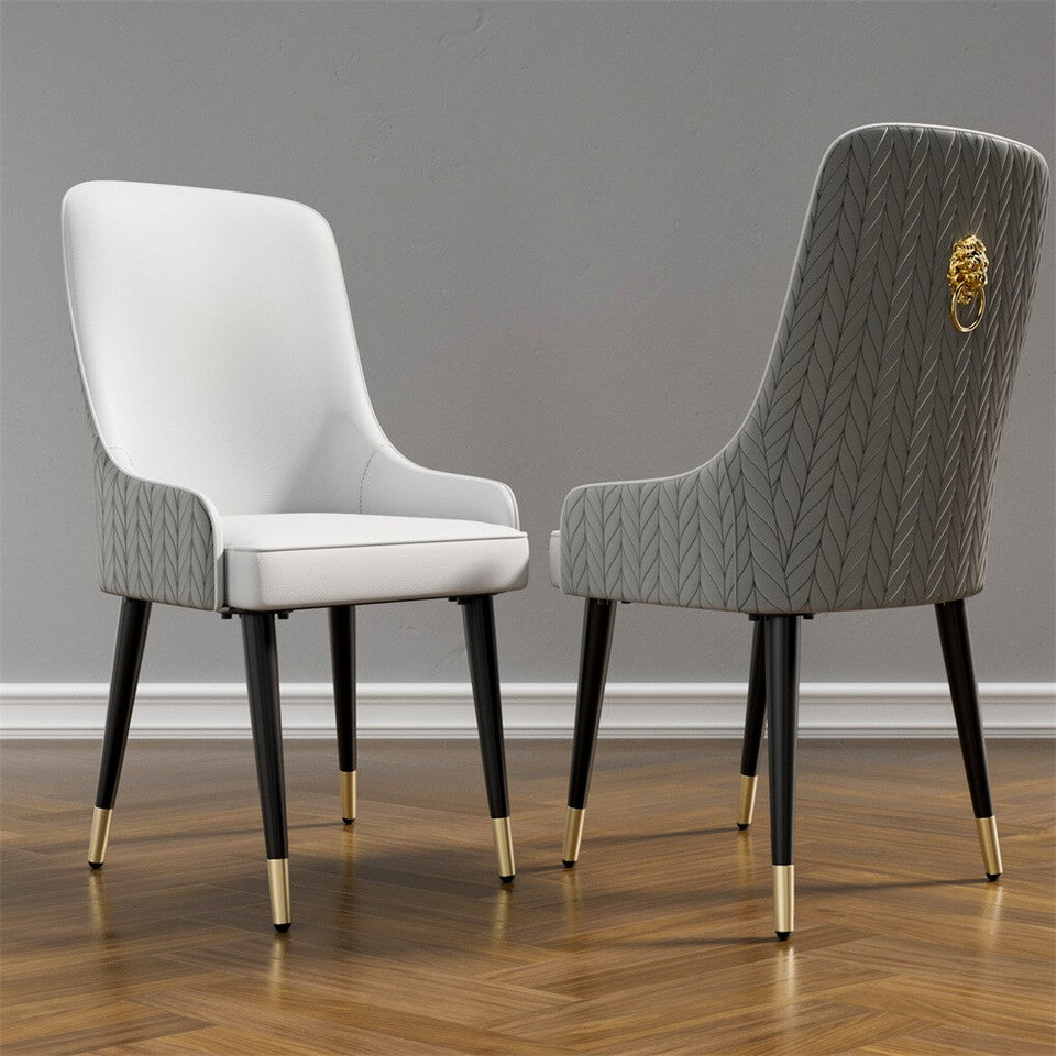 Atticus Faux Leather Dining Chair - Grey / Dark Grey (Set of 2)