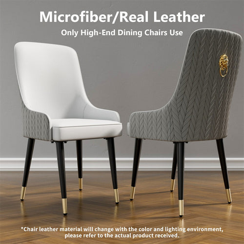 Atticus Faux Leather Dining Chair - Grey / Dark Grey (Set of 2)