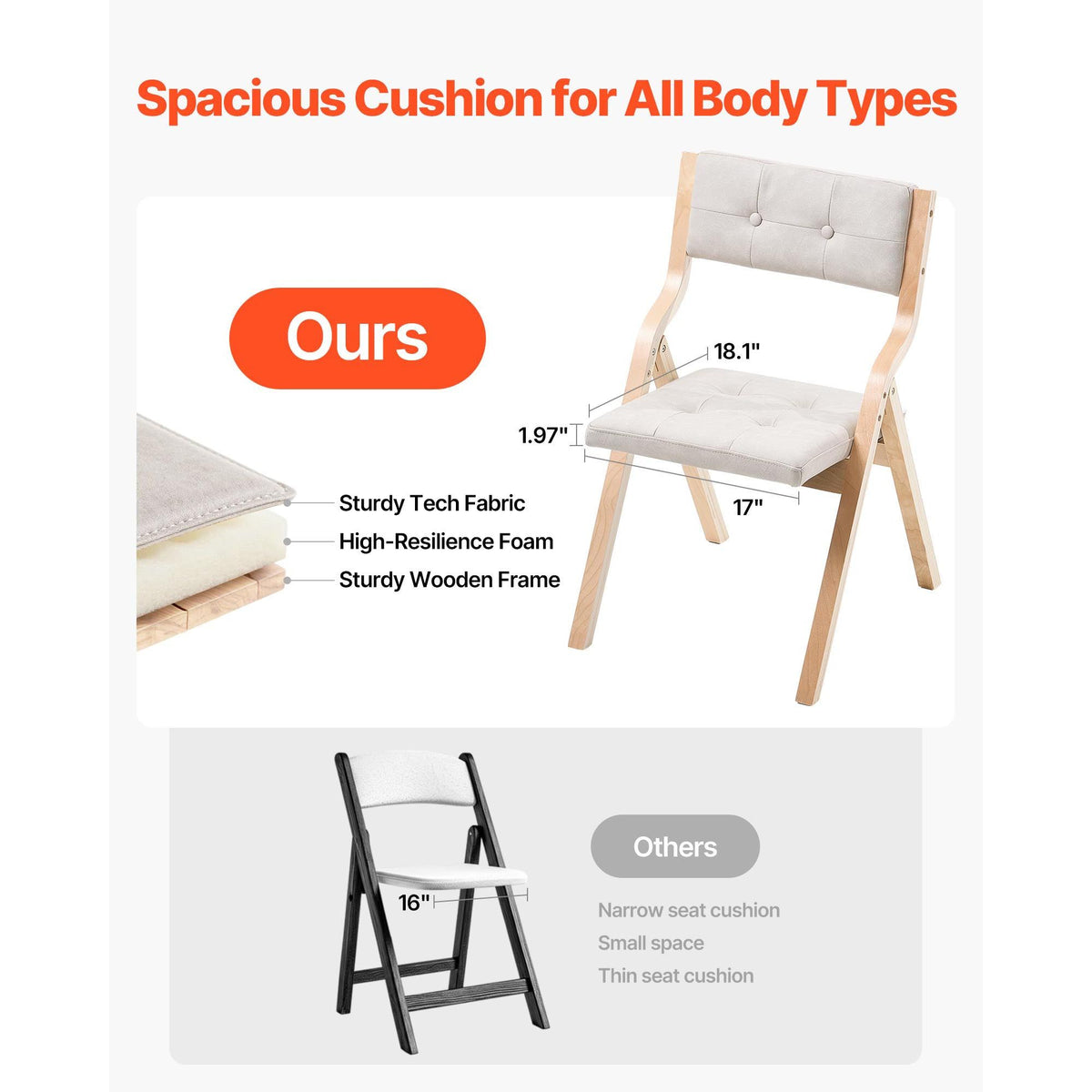 Ellis Wooden Folding Dining Chair - Beige (Set of 2)