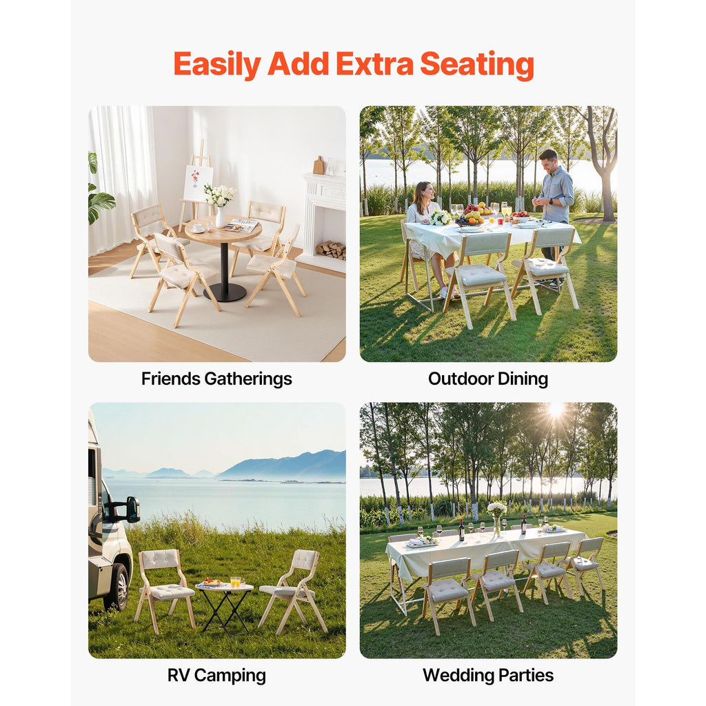 Ellis Wooden Folding Dining Chair - Beige (Set of 2)