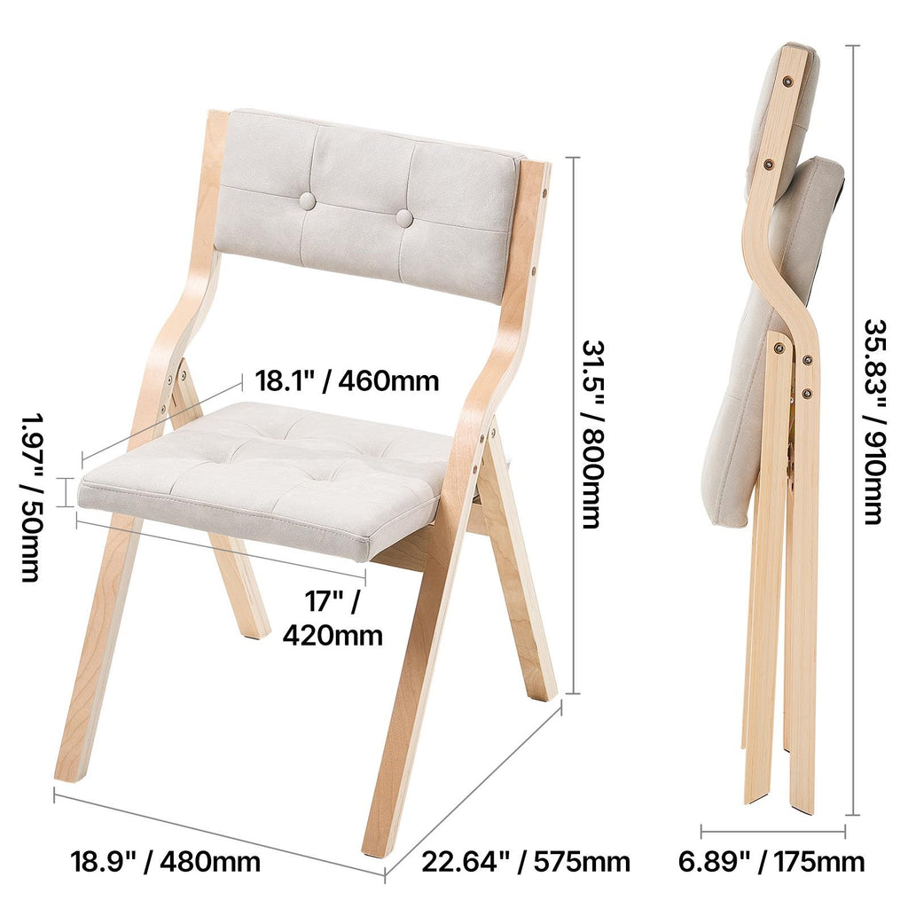 Ellis Wooden Folding Dining Chair - Beige (Set of 2)