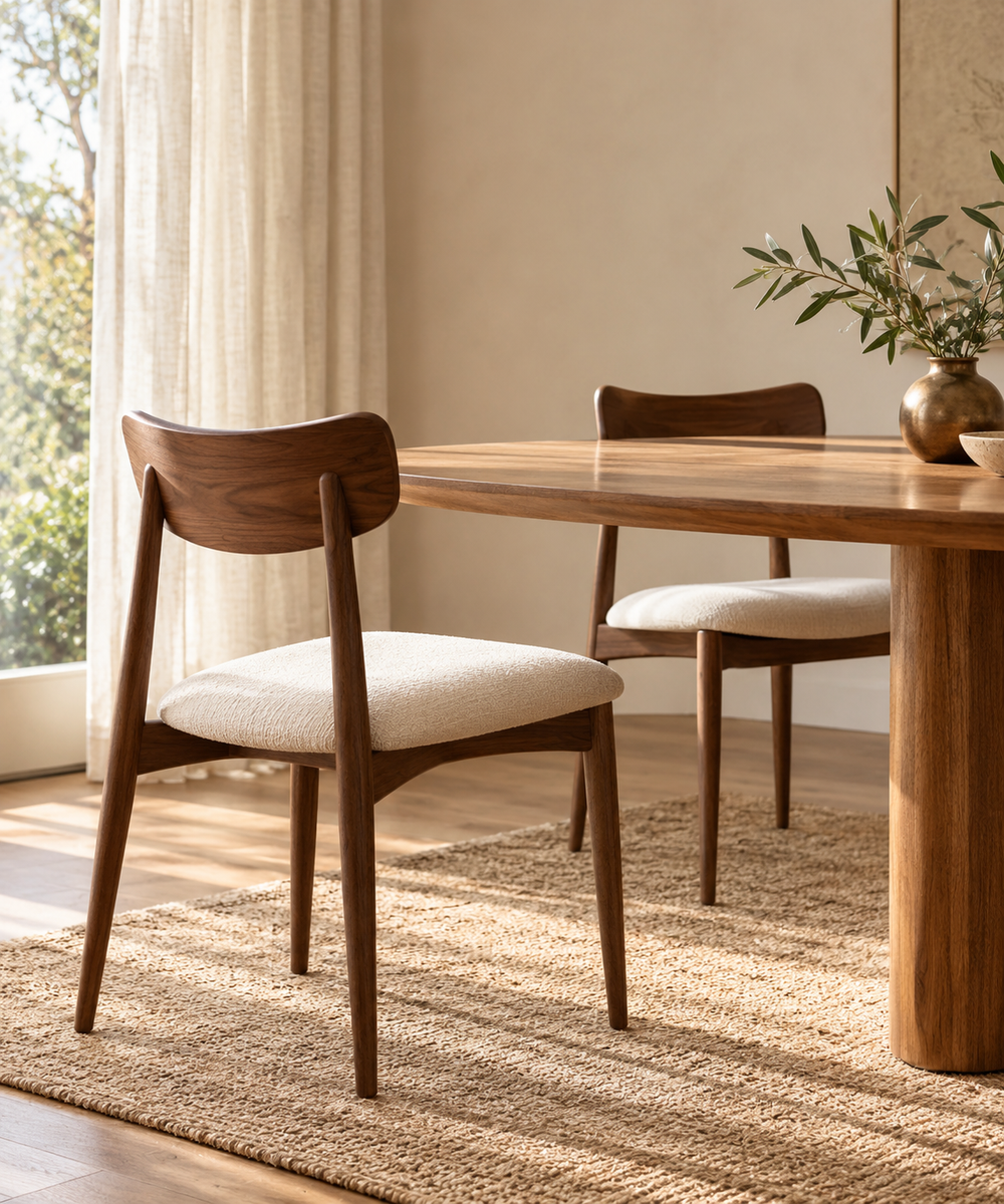Editorial inspiration: upholstered walnut dining chairs